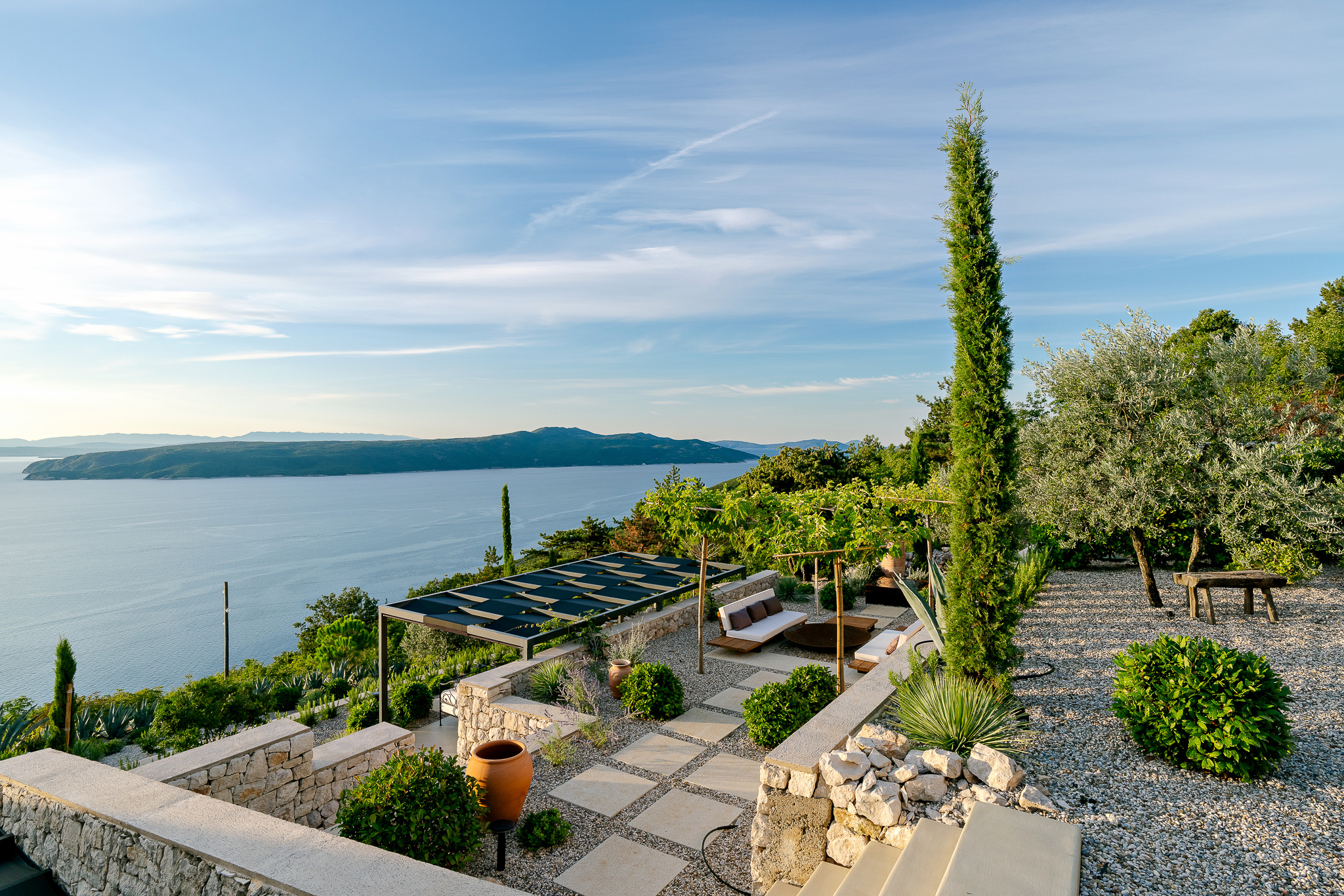 Sentio Villa Croatia Outside Seating Area with Sea in the Background