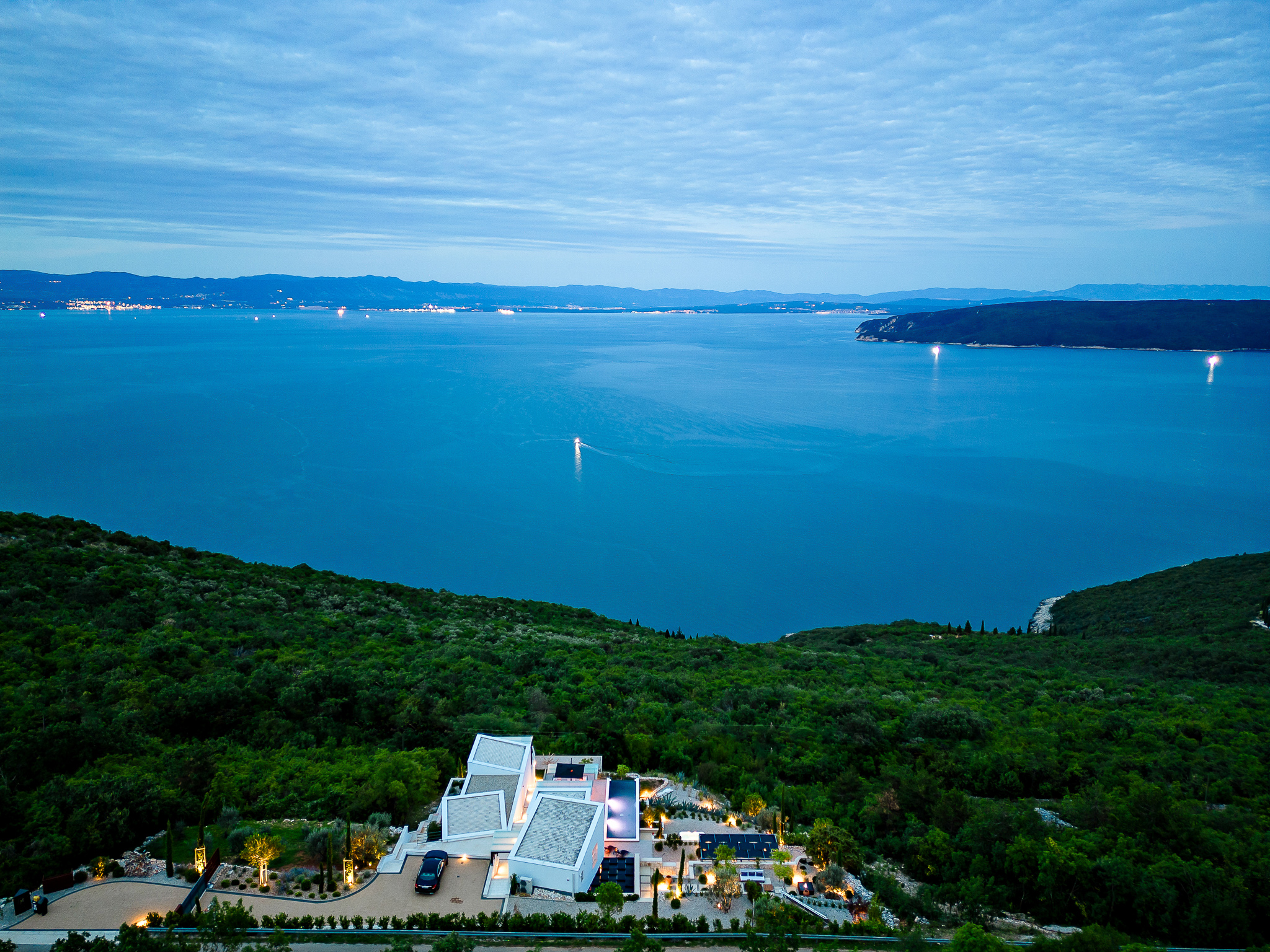 Villa Sentio Croatia with Sea in the Background from Birds-Eye View